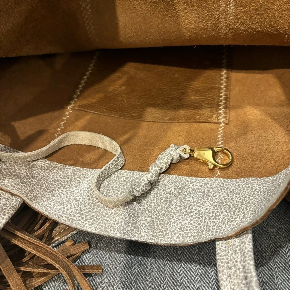 Trulli Leather Tote Bag Fringe Tassel